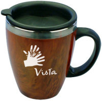 Travel Mugs: 16oz Wood Grain Bistro Travel Mugs